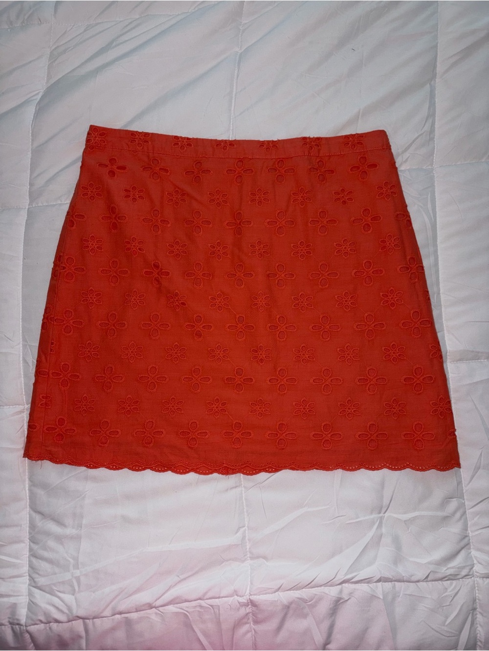 Loft Eyelet Skirt 10 Orange Coral lined Ann Taylor